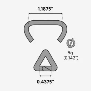 American Made 9 Gauge Fencing Hog Rings, 09DAL25 for KHFP9 Plier, Heavy Duty D-Rings